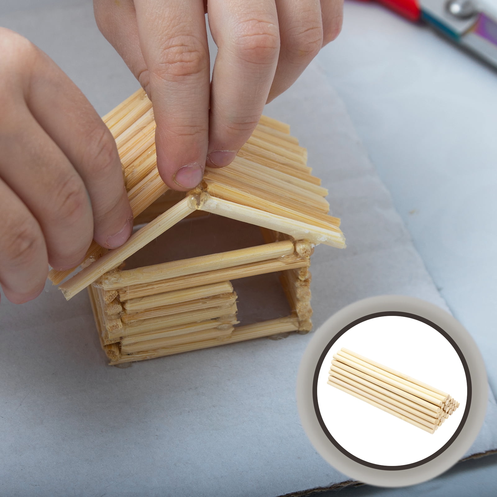 Uxcell Wooden Dowel Rods, Round Unfinished Wood Sticks, Precut Natural Bamboo Stick for DIY Crafting, Hardwood Craft Dowel Rods, Cake Dowels, Natural Color 7/20 x 8 Inch