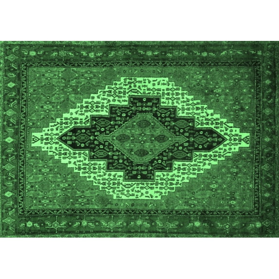 Ahgly Company Indoor Rectangle Persian Emerald Green Traditional Area Rugs, 6' x 9'