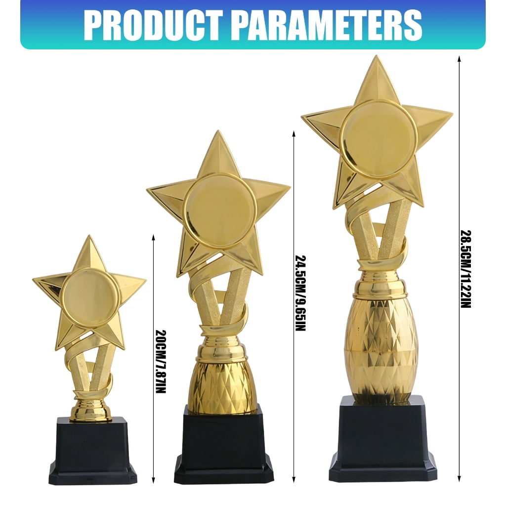 Small Media Large Golden Colored Star Trophies Light weight Star Award Trophies for Winners Of Team Sports