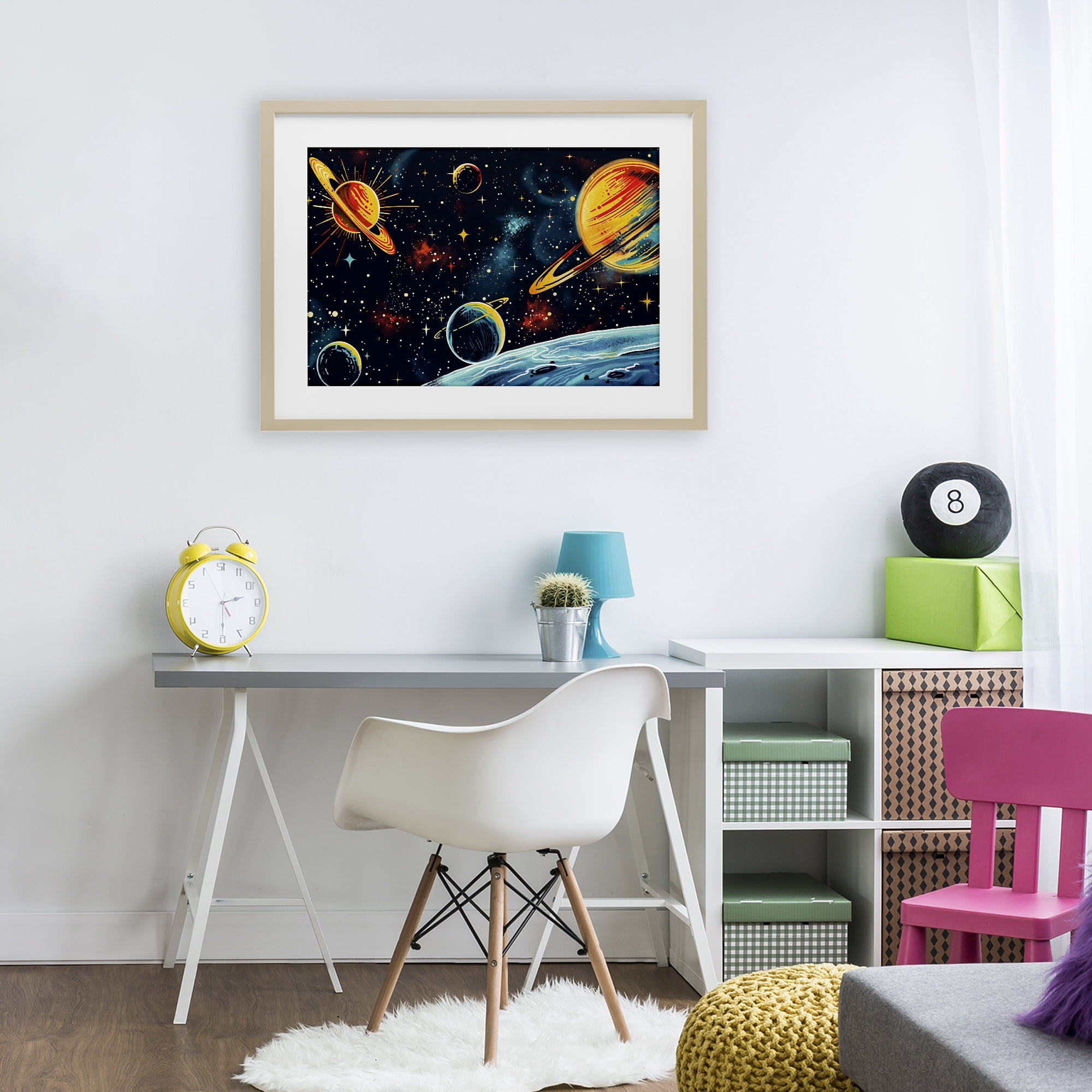 Stupell Industries Black Lit Galaxy Panorama Birch Framed Print Under Glass, design by Creative Studio