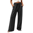 thumbnail image 2 of SYwaren Women's Baggy Sweatpants Casual Drawstring Elastic Waistband Solid Color Relaxed Fit Lounge Pants with Pockets, 2 of 9