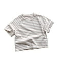 thumbnail image 1 of Plebaso T-Shirts d'Été pour Garçons et Filles en Coton Rayé T-Shirts Décontractés à Manches Courtes Col Rond Confortables, 1 of 3