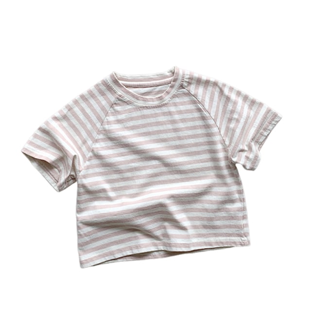 Plebaso T-Shirts d'Été pour Garçons et Filles en Coton Rayé T-Shirts Décontractés à Manches Courtes Col Rond Confortables