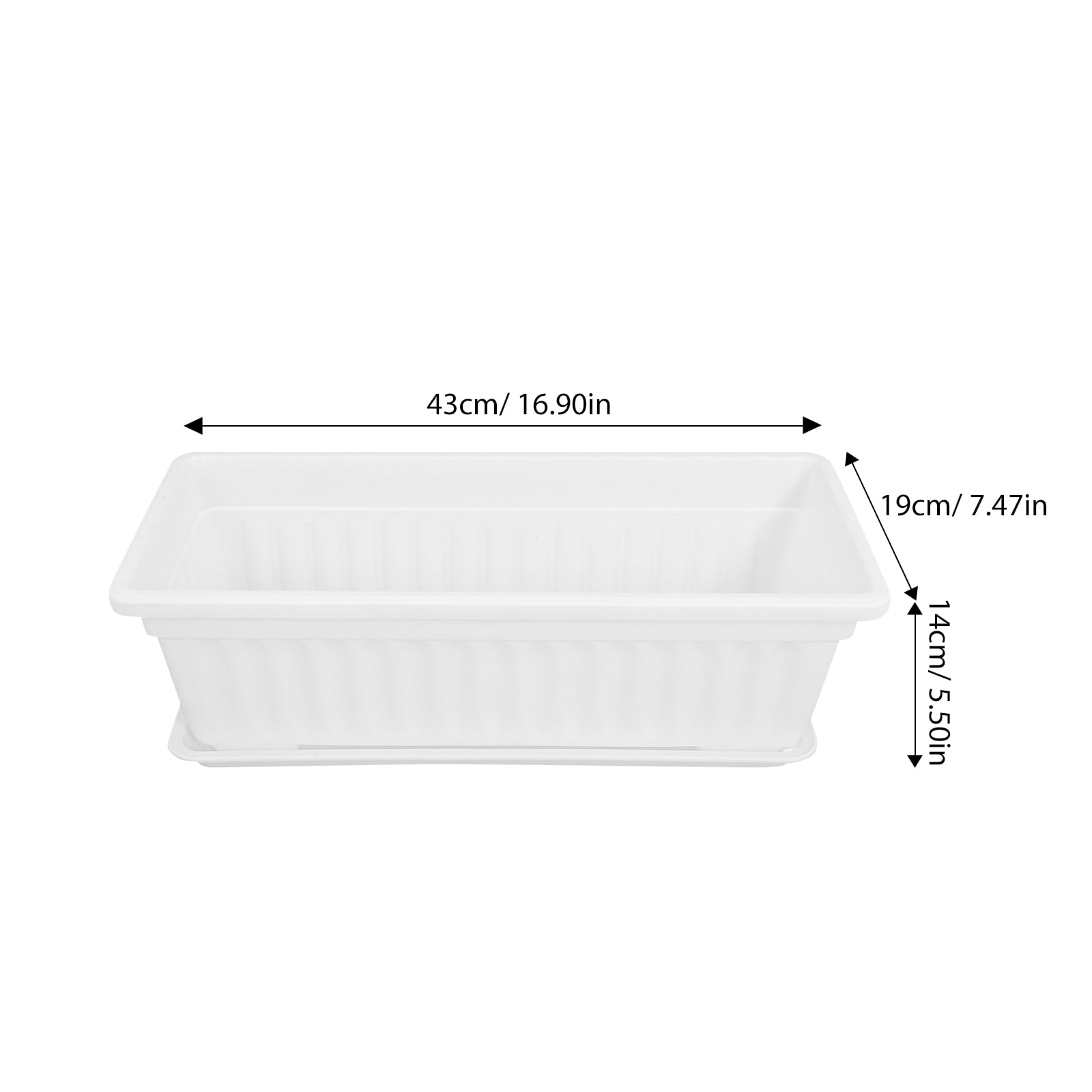 FONDOTIN Gardening Pot Rectangular Flower Planters For Family Plastic 2Pcs 17X7.5X5.5In