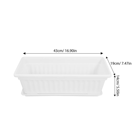 Amosfun 2Pcs Rectangular White Plastic Planters for Vegetables Flowers and Succulents