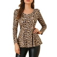 thumbnail image 1 of INSPIRE CHIC Hauts pour Femmes Imprimés Col Rond Manches Longues Blouse Péplum S Rose-Léopard, 1 of 8