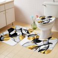 thumbnail image 4 of Gold Black Line Bathroom Rugs Set Metallic Texture Non Slip Absorbent Soft Bath Mats 3 Piece Set with Bathroom Rug, U-Shaped Floor Mat, Toilet Seat Cover Large Size, 4 of 9