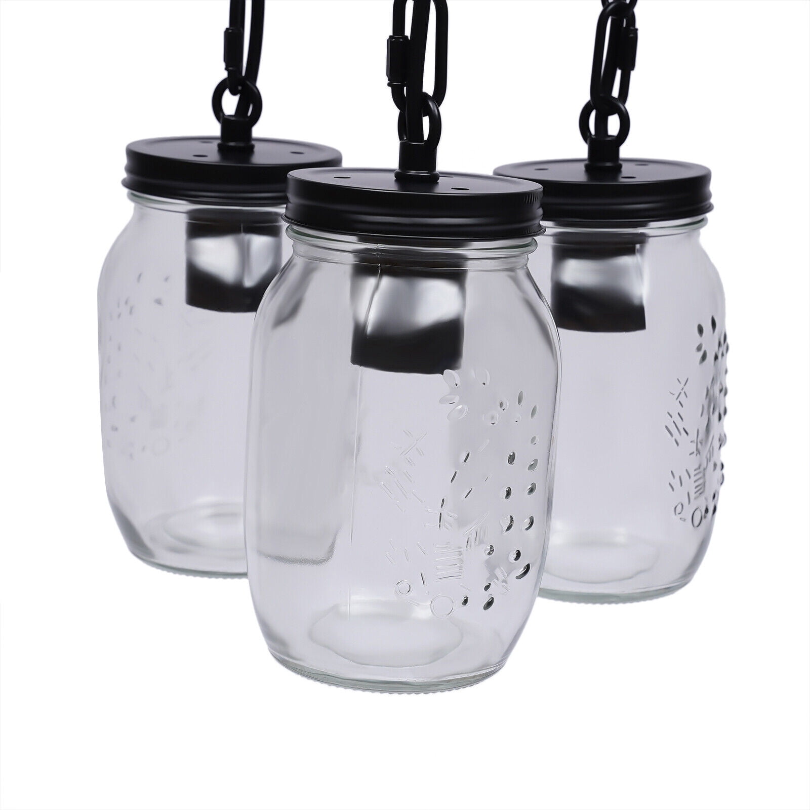Mason Jar Kitchen Island Light, 3 Heads Pendant Light Fixture, Ceiling Chandelier for Liiving Room