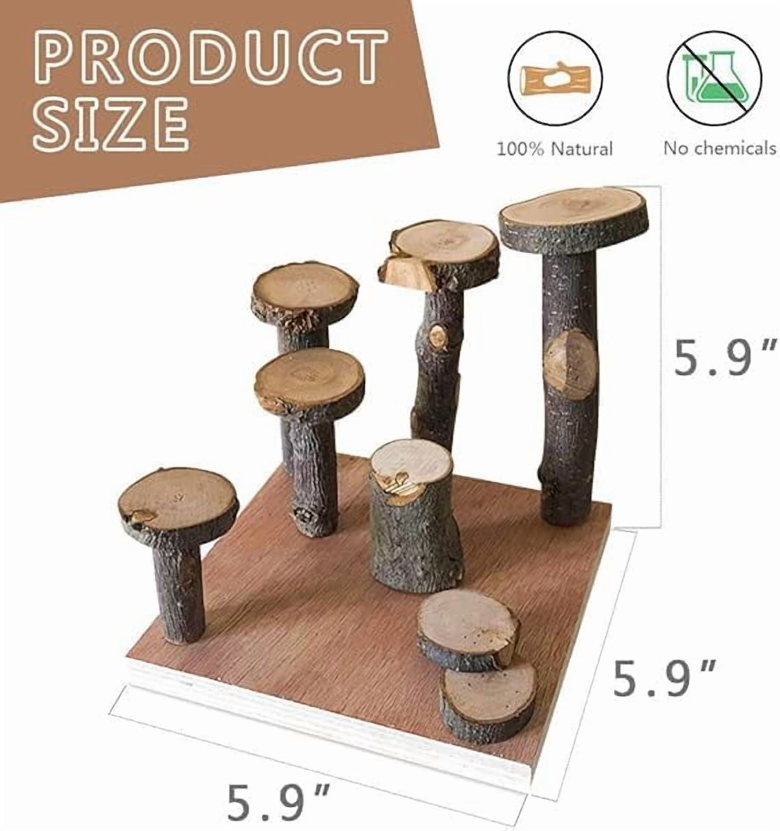 SS Organic Hamster Climbing Wooden Stand Platform, Pet Cage Playground Natural Wood Bridge ramp Toys for Dwarf Hamsters, Syrians Hamster, Gerbil, Mouse, Rat