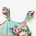 thumbnail image 5 of PatPat Toddler Girl 3-4T Dresses Mommy and Me Floral Elastic Waist Strap Maxi Dress with Pockets,Mint Green, 5 of 13