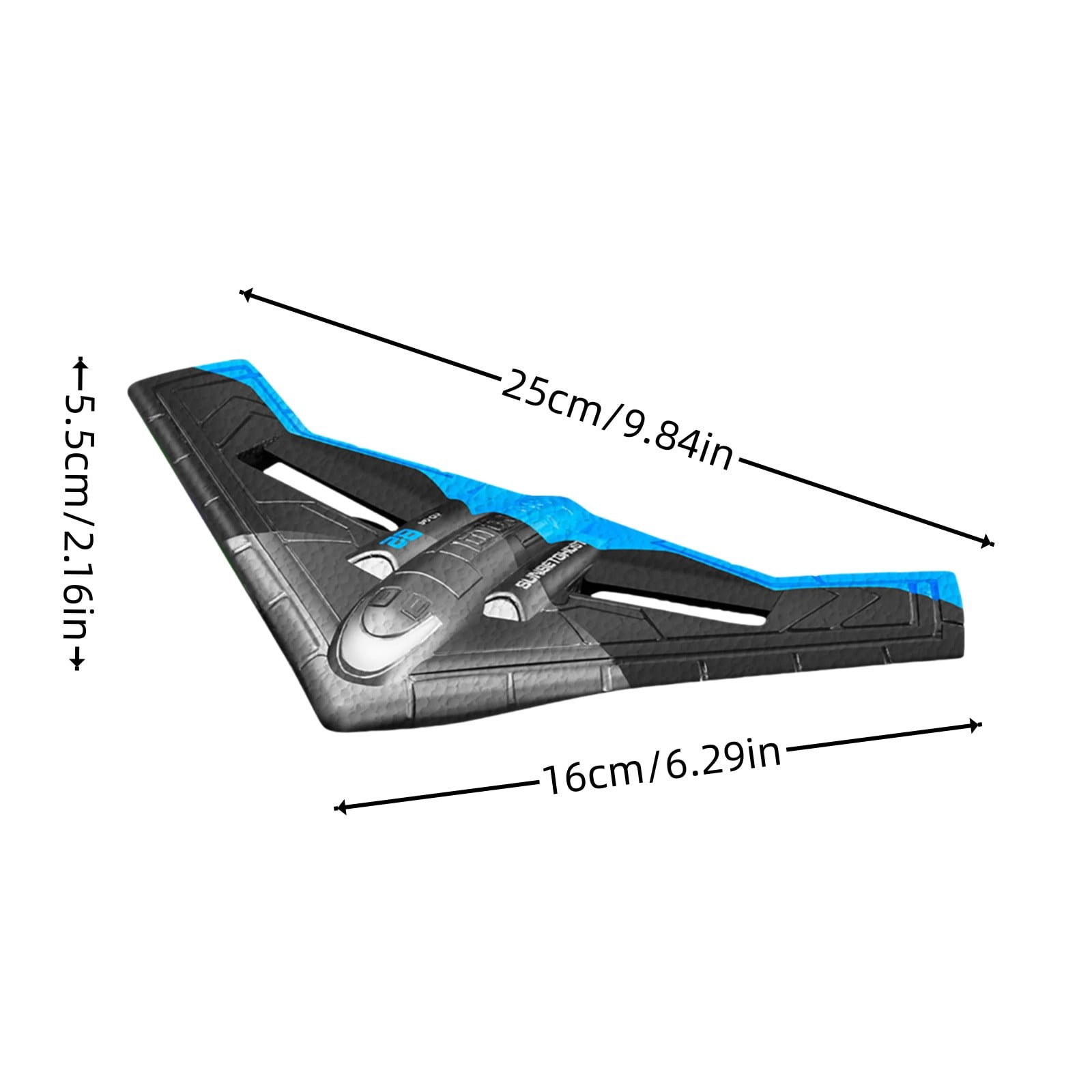 Remote Control Foam Glider Plane, RC Aircraft Toy with LED Light Stabilization, Anti-Fall Drone for Outdoor Flying - Blue (Battery Not Included)