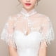 thumbnail image 3 of Vestido de novia, vestido de novia, cheongsam, cuello alto, encaje, malla, chal, capa, borla, 3 of 5