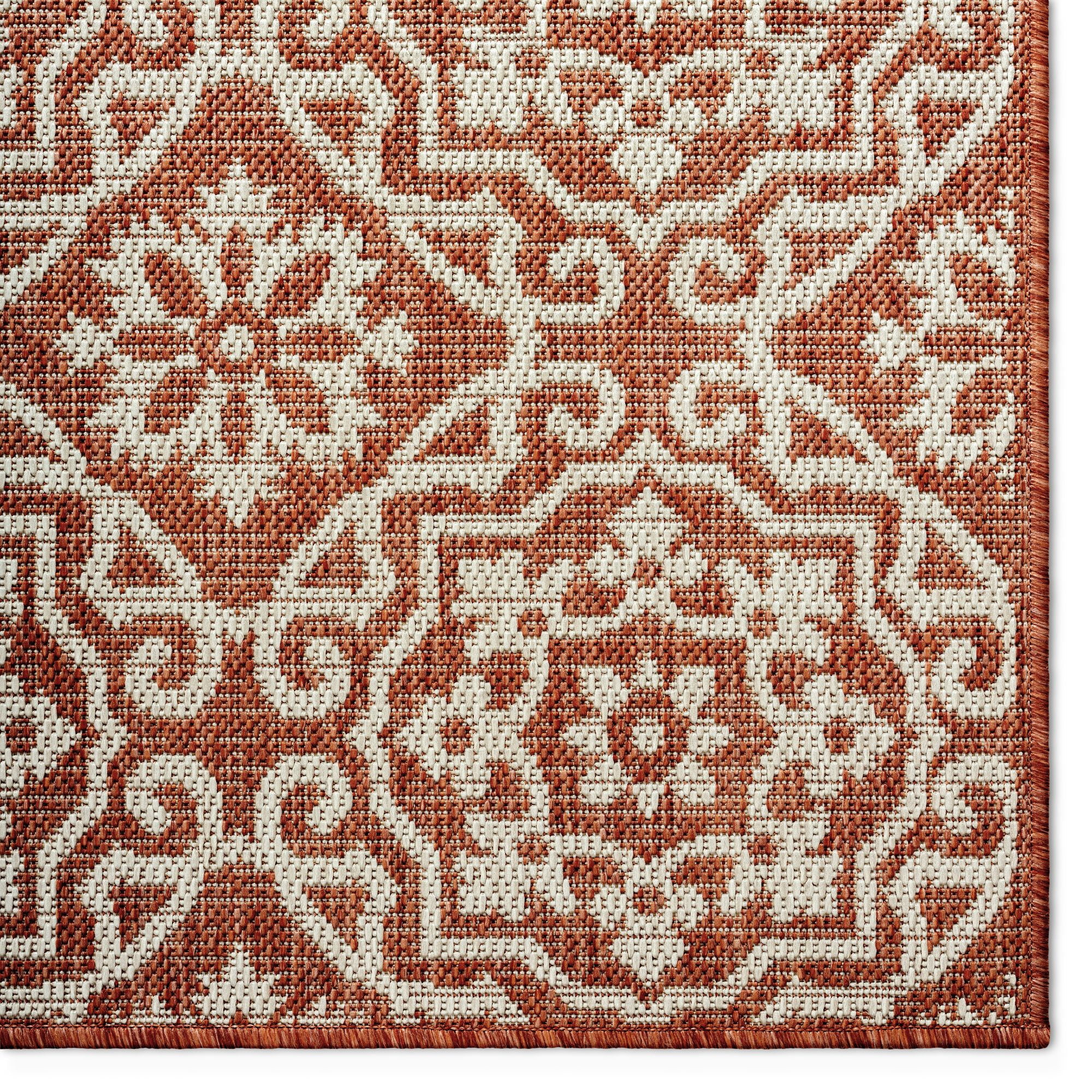 Nicole Miller New York Patio Country Danica Transitional Geometric Indoor/Outdoor Area Rug, Terracotta/Ivory , 6'6"x9'2"