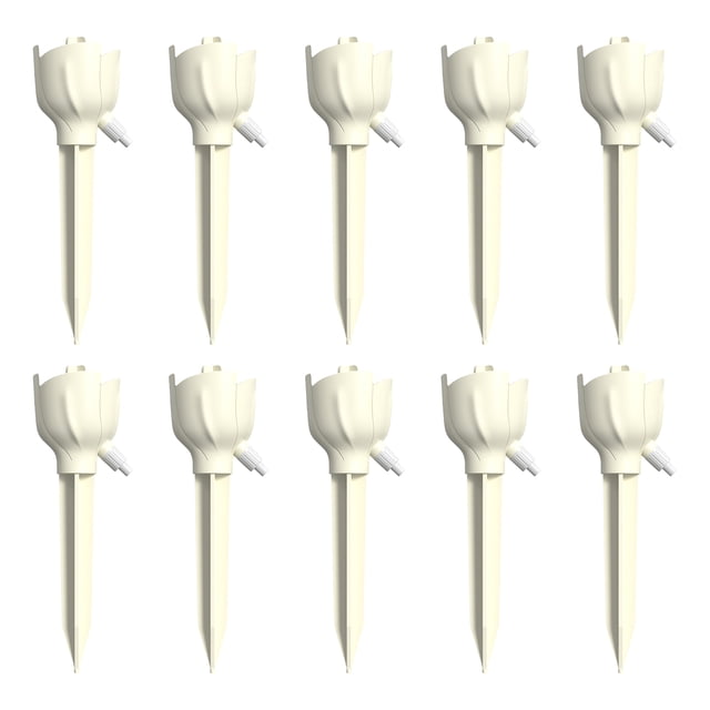 Sistema de riego automático por goteo con pincho ajustable y liberación lenta para plantas en maceta, ideal para jardinería interior y exterior.
