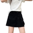 thumbnail image 2 of LYMAYTER Girls Summer Denim Skirt High-Waisted Shorts Fitted A-Line Large Pockets for 5-16Y Teens, 2 of 8