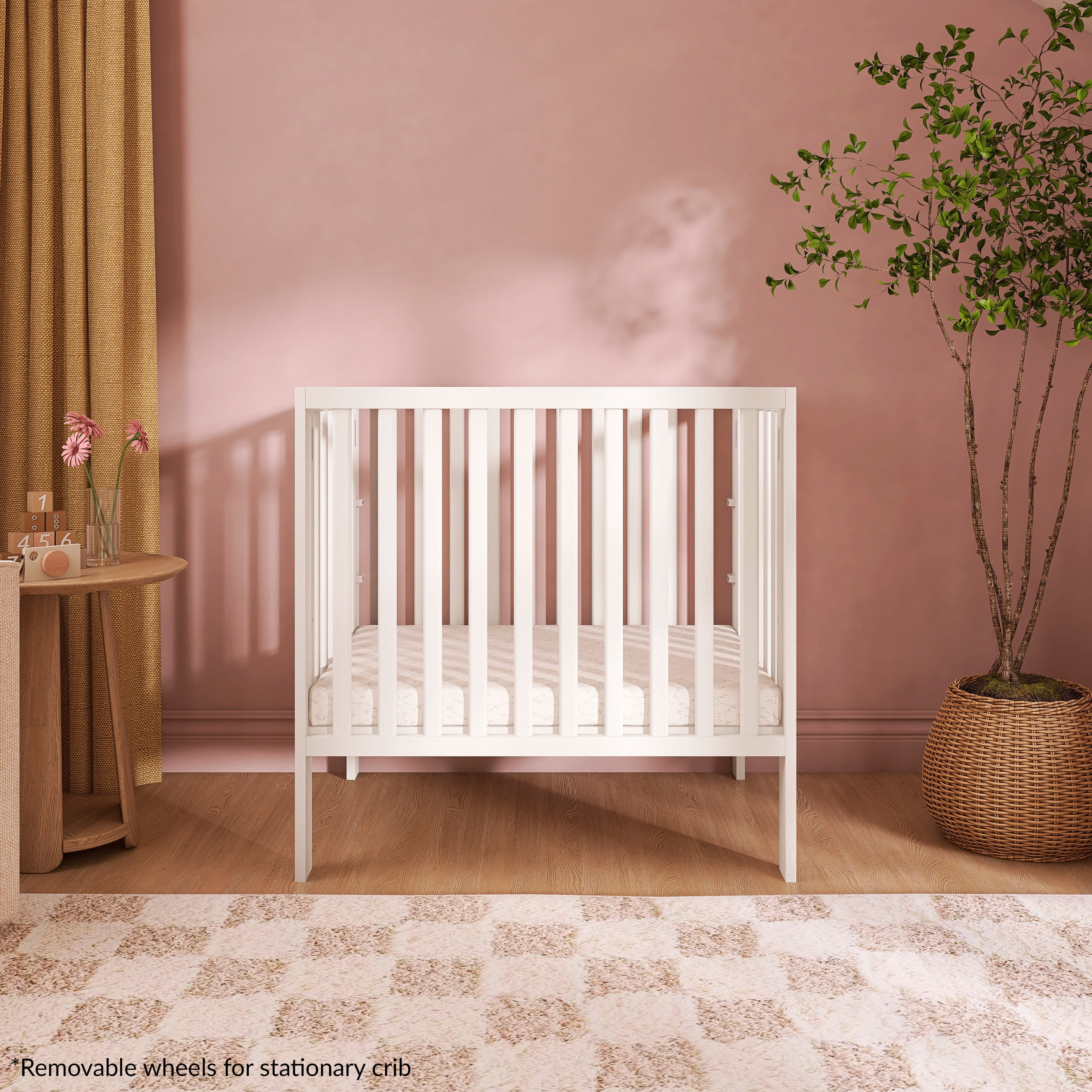 Dream On Me Jett Non-Full Size Folding Crib, Removable Wheels, Modern Nursey, Adjustable Mattress Support, Patent Folding System, Included 1.5” Mattress, Cannoli cream