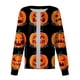 thumbnail image 4 of Women Long Sleeve Pattern Pocket Working Halloween Print Stand-up Collar Single-breasted Protective Overalls Cardigan Jacket Top, 4 of 4