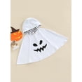 thumbnail image 3 of hirigin Baby Boy Girl Halloween Costume Hooded Cloak Ghost Print Robe Cape Oversized Hooded Blanket Sweatshirt Shawl Outerwear (White, 18-24 Months), 3 of 9