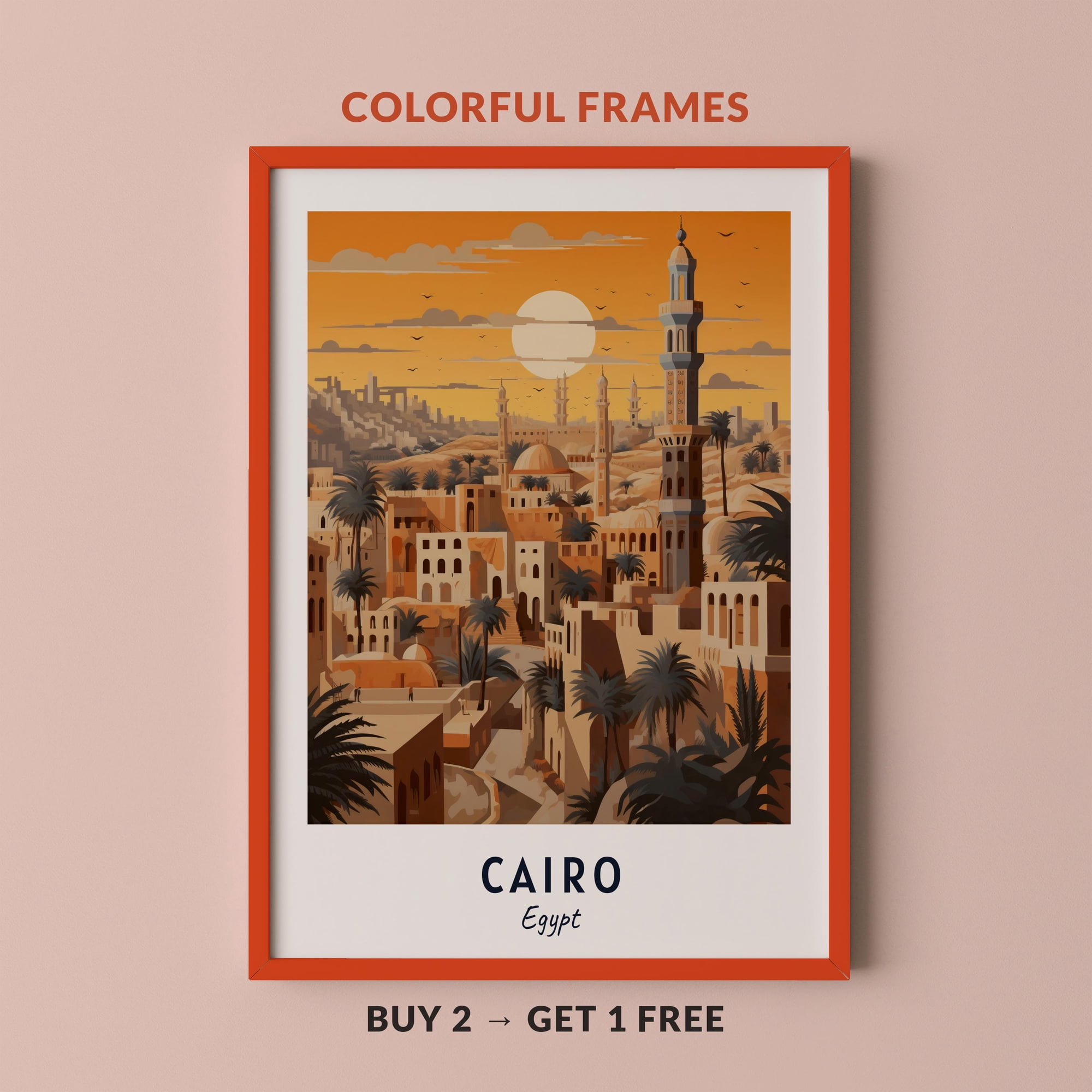 Cairo Travel Egypt City Cityscape Classic Art Poster , Poster Print Only