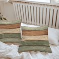 thumbnail image 6 of Throw Pillow Covers 16x16 Inch Set of 2, Farmhouse Sage Green Brown Waterproof Outdoor Pillow Covers, Vintage Wooden Striped Decorative Cushion Pillowcases for Couch, Sofa, Bed, Garden, Patio, 6 of 9
