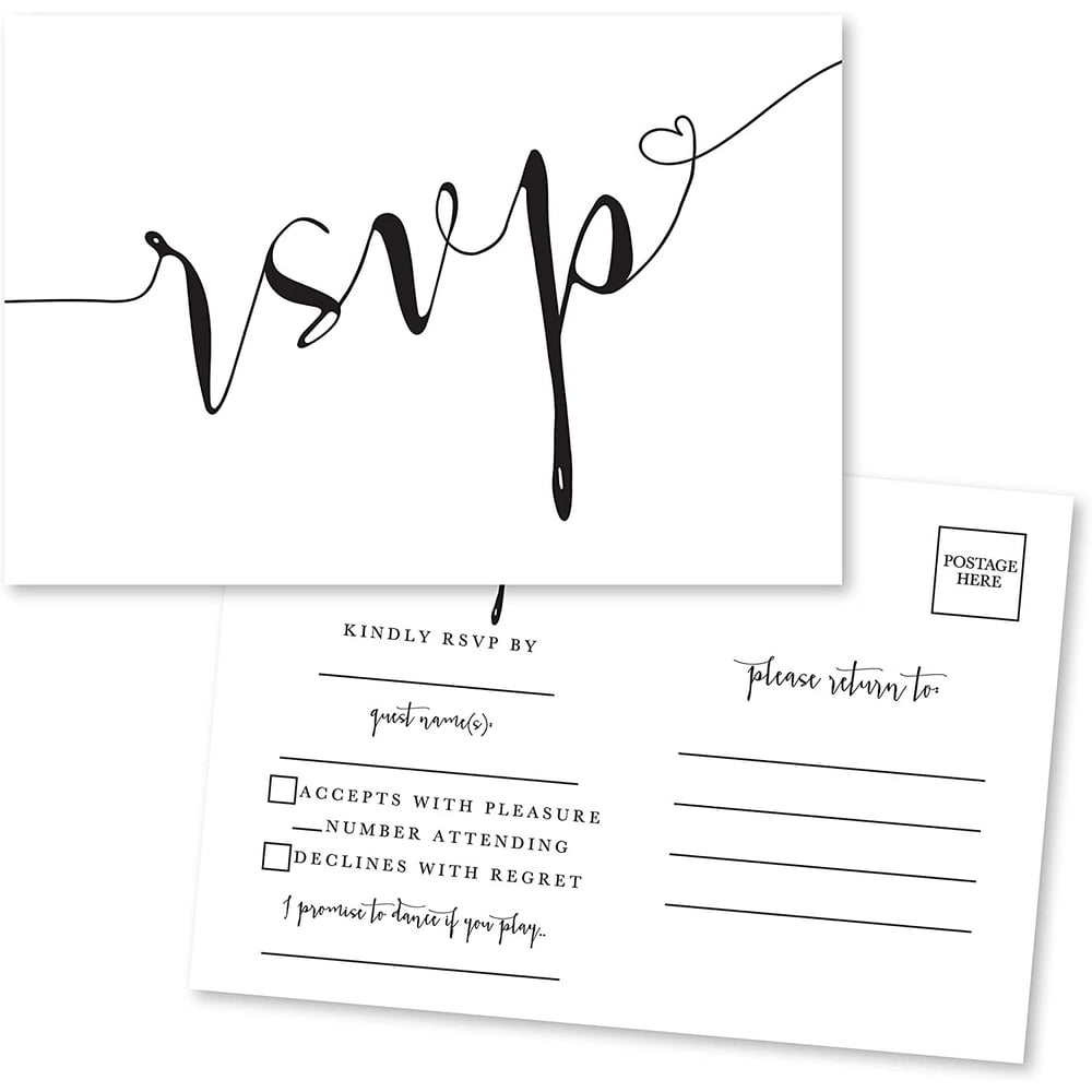 50 Blank RSVP Cards, RSVP Postcards No Envelopes Needed, Response Card, RSVP Reply, RSVP for ...