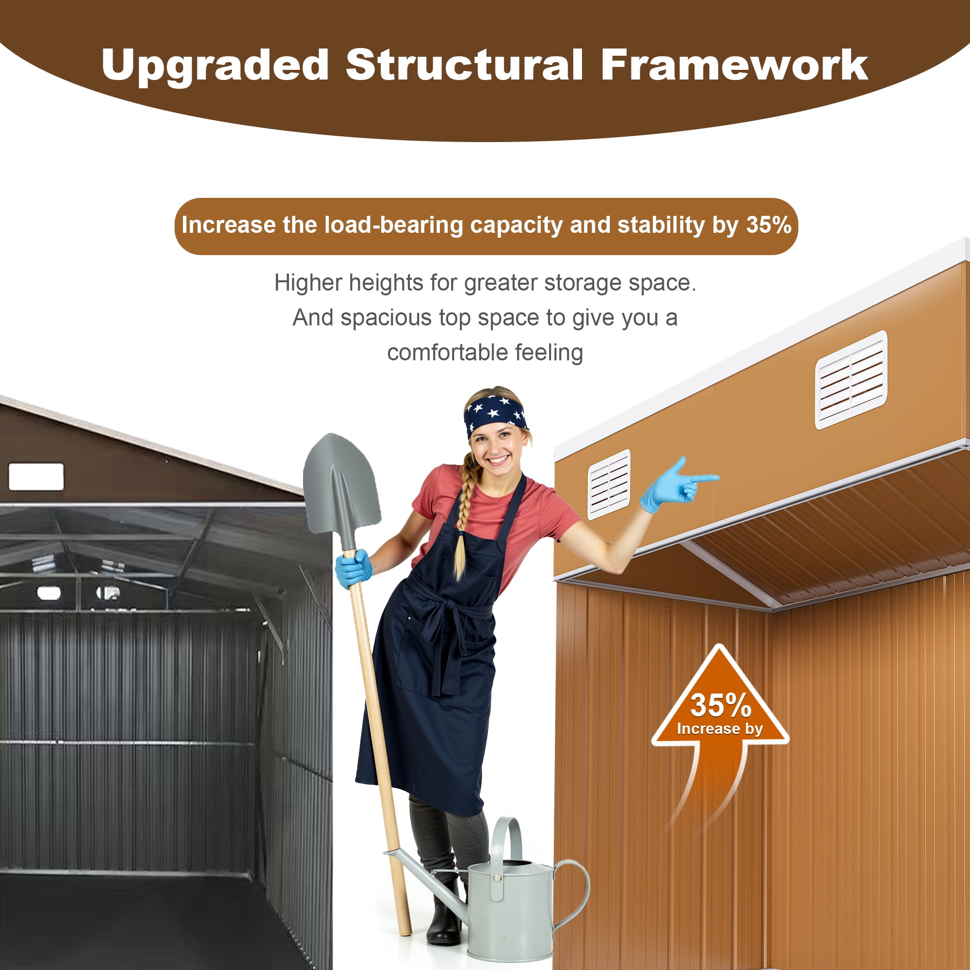 8x4 FT Heavy-Duty Outdoor Storage Shed – Metal Garden Shed with Lockable Sliding Door, Windows & Ventilation – Weatherproof Backyard Shed for Tools, Lawn Equipment & More