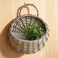 thumbnail image 2 of HomelyJoy Wall Hanging Flower Basket, Woven Rattan Planter Pots with Handle, Gray Boho Wicker Basket for Plant Storage Garden Front Door Home Decor, 8.66 x 7 in, 2 of 8