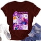 thumbnail image 1 of Pop cazadora para niña Round-Neck Printed Anime Trio Poster T Shirt （Wine）, 1 of 3
