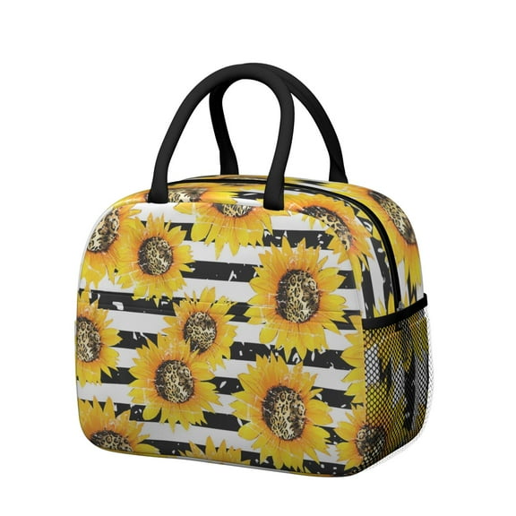 Reusable Sunflower Lnsulated Lunch Bag for Women & Men-Leakproof Water-Resistant Cooler Tote,Large Capacity(10.6x8.7x6.3in)for Work,Office,Travel,Picnic,Beach.