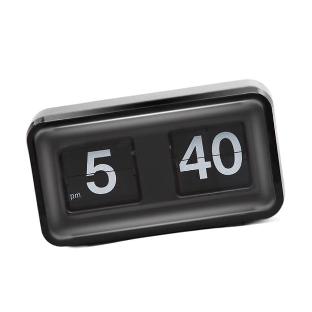 Reloj de coche retro abatible, reloj de mesa con página abatible, reloj digital abatible Negro