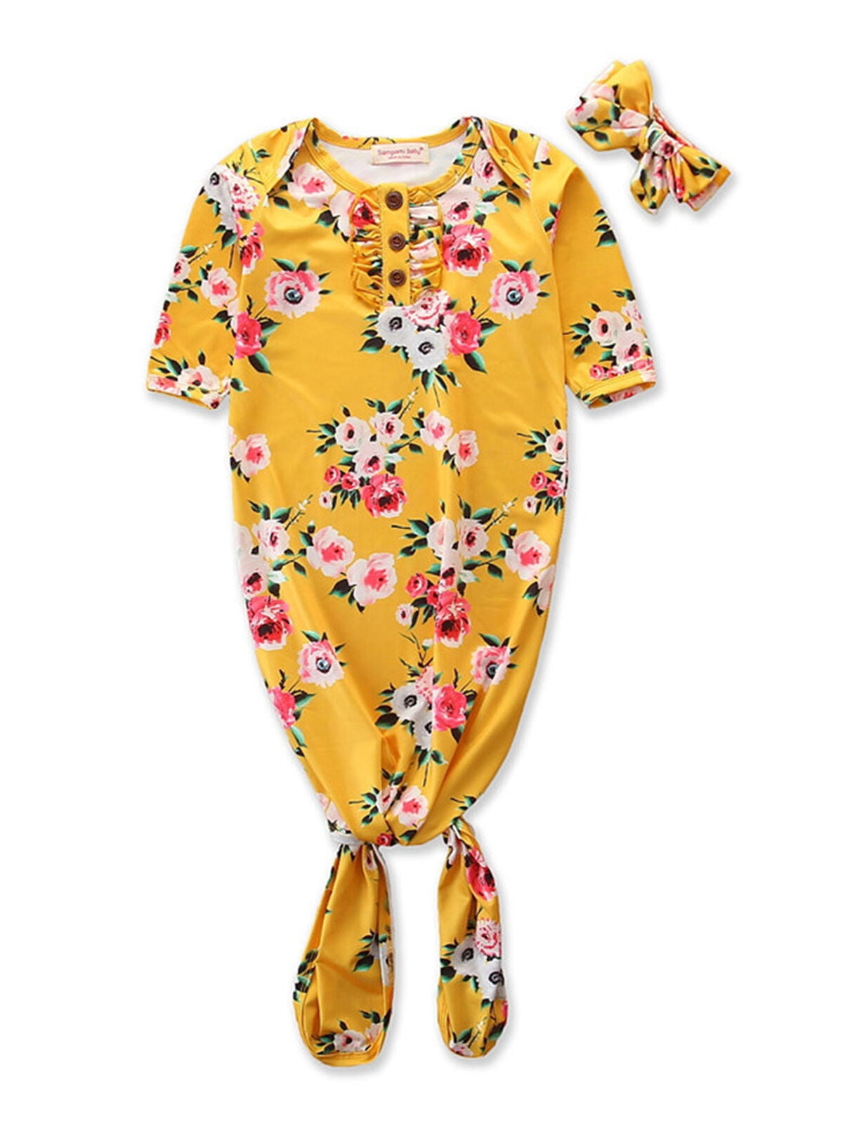 Wayren USA Newborn Baby Girl Floral Coming Home Sleep Gown Sleepwear