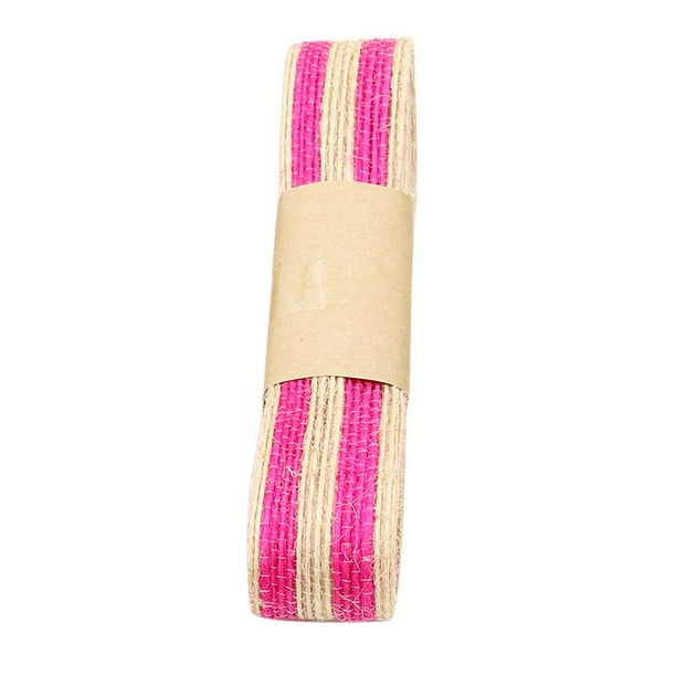 Rollo de cinta de arpillera de yute natural de 0,98 pulgadas de ancho para bodas, alzapaños, fajas, coronas, caminos de , lazos, papel de regalo, Rosa roja Macarena Artesanía de arpillera de yute natural