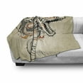 thumbnail image 3 of Japanese Dragon Soft Flannel Fleece Blanket, Doodle Style Roaring Creature with Tail Fangs Scales Tribal Details, Cozy Plush for Indoor and Outdoor Use, 50" x 60", Beige Ginger Black, by Ambesonne, 3 of 6