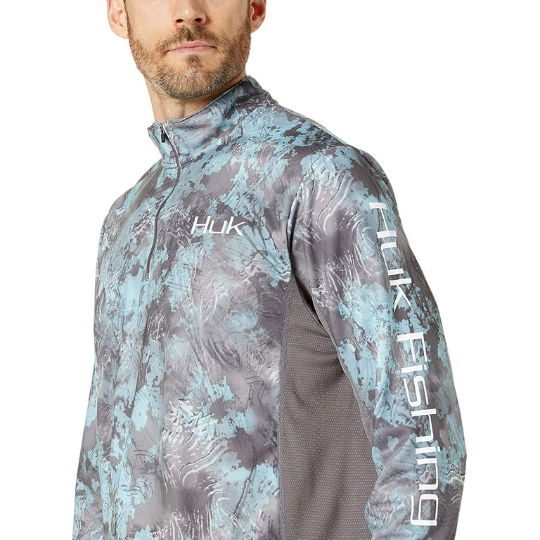 Huk Mens Icon Camo 1/4 Zip Long-Sleeve Performance Fishing Shirt with UPF  30 Sun Protection.