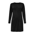 thumbnail image 6 of Ygbgbb Long Sleeve Dress for Women Loose A-Line Midi Dress Loungewear Dresses Solid Crewneck Tunic Tops with Decorative Buttons Black M, 6 of 6