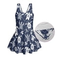 thumbnail image 6 of COEQINE Girls Swim Dress Fashion One Piece with Flowy Skirt & Built-in Brief, Classic Tank Style U-Neck and Wide Straps Swimsuit, for Beach & Pool, Sizes 10-11, Sea Turtle Navy Blue, 6 of 8