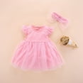 thumbnail image 3 of Bearichfupo Newborn Infant Baby Girls Spring Summer Tulle Solid Sleeveless Birthday Party Romper Princess Dress Headbands Clothes, Sizes 0-3 Months, 3 of 3