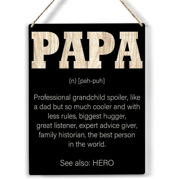 Papa Wood Sign Papa Definition Wooden Signs Rustic Hanging Plaque Home Wall Art 8x10, Perfect Father Sign Wall Decor for Home Bedroom
