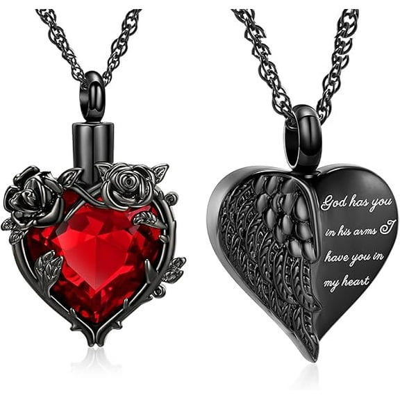 2 Pack Cremation Jewelry Rose Flower Heart / Cylinder Urn Necklaces for Ashes Memorial Ashes Pendant Crystal Urn Necklaces for Women Men