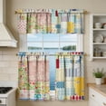 thumbnail image 6 of Boho Stripe Kitchen Curtains and Valance Set Linen Tier Curtains for Cafe Living Room Bathroom Window Treatments Rod Pocket 3 Pieces Set, H, 6 of 7