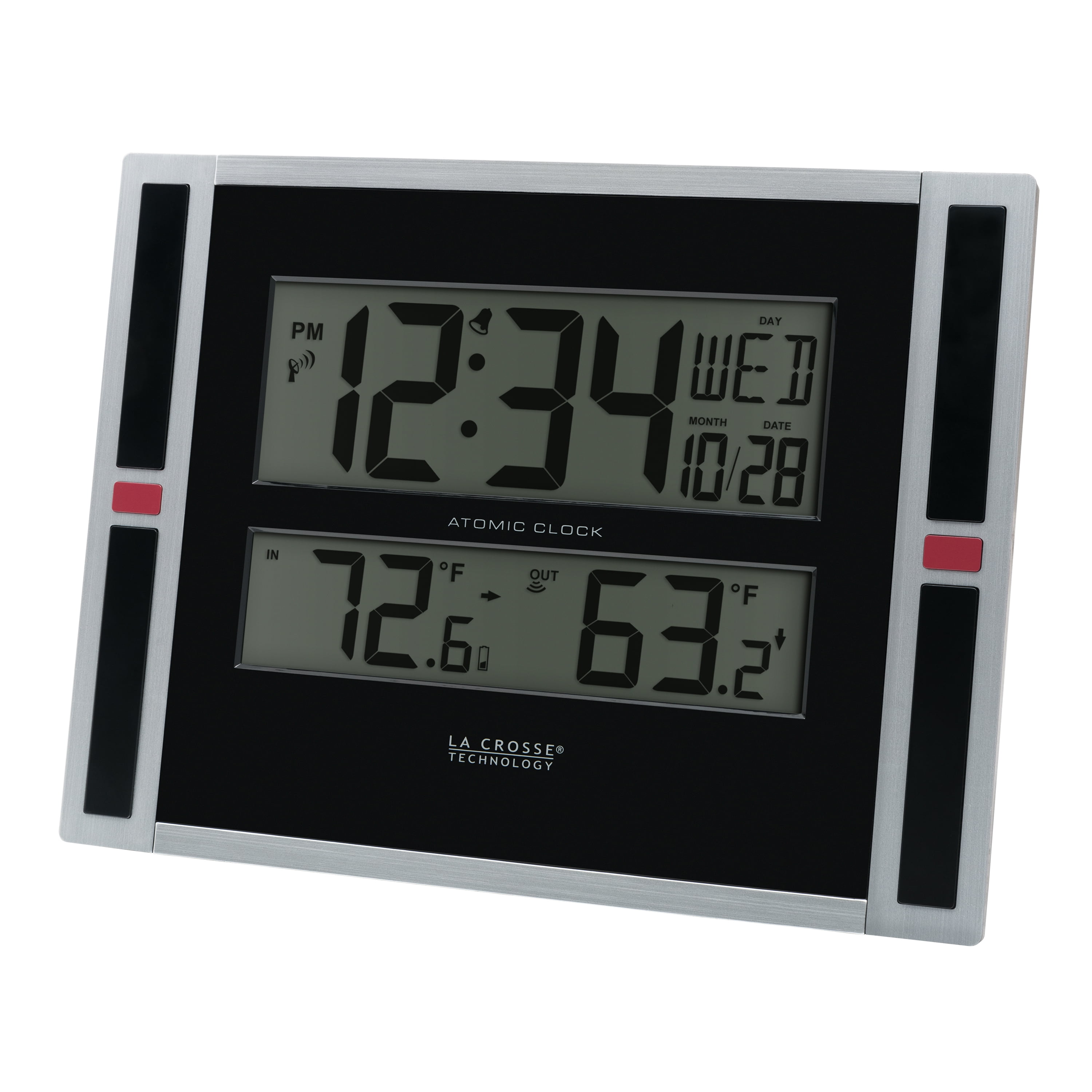 La Crosse Technology 11" Modern Atomic Digital Tabletop / Wall Clock with Temperature, 513-149-Int