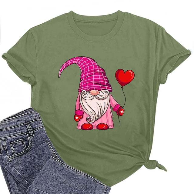 Cameland T-shirt pour Femmes Manches Courtes Imprimé Saint-Valentin Décontracté