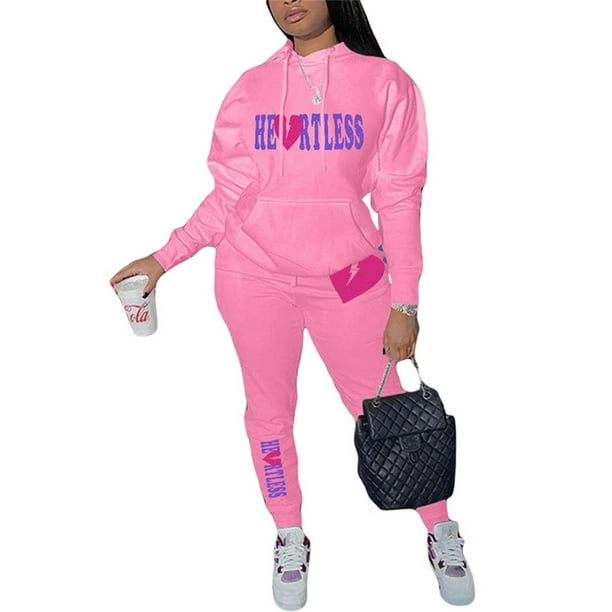 LUXUR Women Two Piece Outfit Sweatsuits Plus Size Jogger Set Loose Fit  Hooded Sweatshirts And Sweatpants Long Sleeve Tracksuit Pink 4XL 