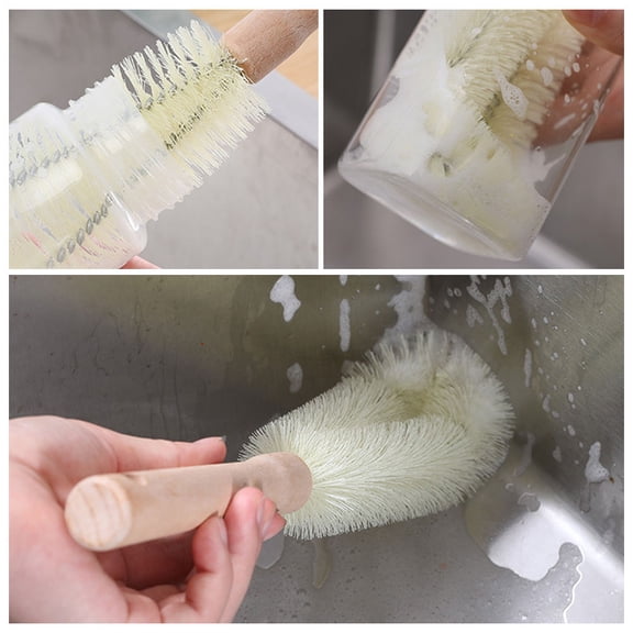 Homoyoyo 2-Pack Dish Cleaning Brushes with Nylon Bristles and Comfortable Wooden Handles for Kitchen Use