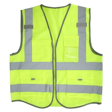 

Fluorescent Green Reflective Vest Security Night Work Running Waistcoat with ZipperFluorescent Green