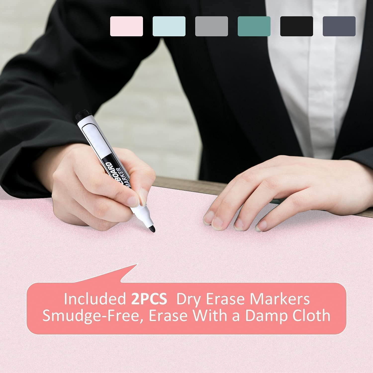 MAKUANG Dry Erase Desk Mat, Multi-Functional Desk Protector with Markers and Cloths, 27.5 x 13.8 inches, Pink