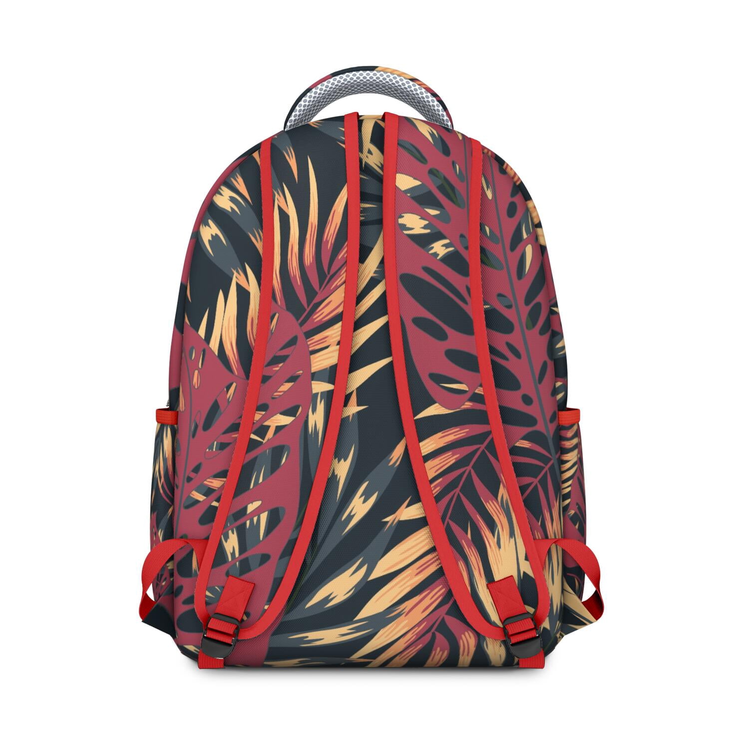 Jungle Leaves Waterproof Backpack for Teens, Ergonomic Design with Adjustable S-Shaped Shoulder Straps & Padded Back Panel