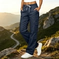 thumbnail image 3 of WULMLEO Cargo Pants for Women Wide Leg High Elastic Waist Y2K Pant Fall 2026 Casual Fall Plus Size Hiking Trousers with Pockets Navy M, 3 of 9