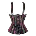 thumbnail image 3 of Women Corset with Straps Floral Jacquard Corset Gothic Corset Top Plus Size Shoulder Straps Tank Overbust Corset Bustiers Purple XS, 3 of 5