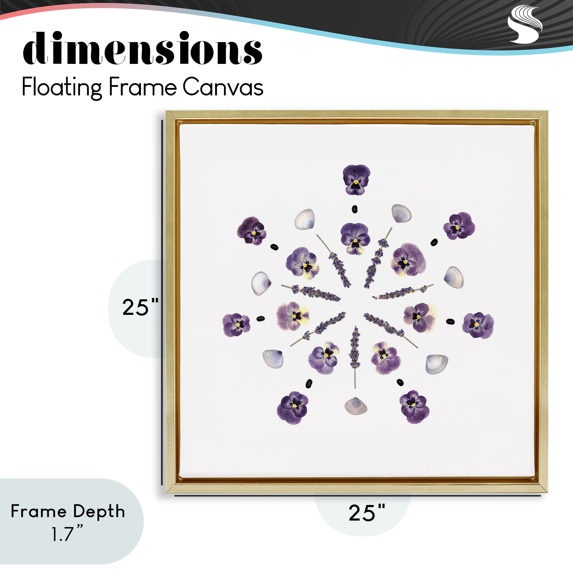 Stupell Industries Pansies & Lavender Symmetry Gold Framed Floater Canvas Wall Art, design by Beth Adoette